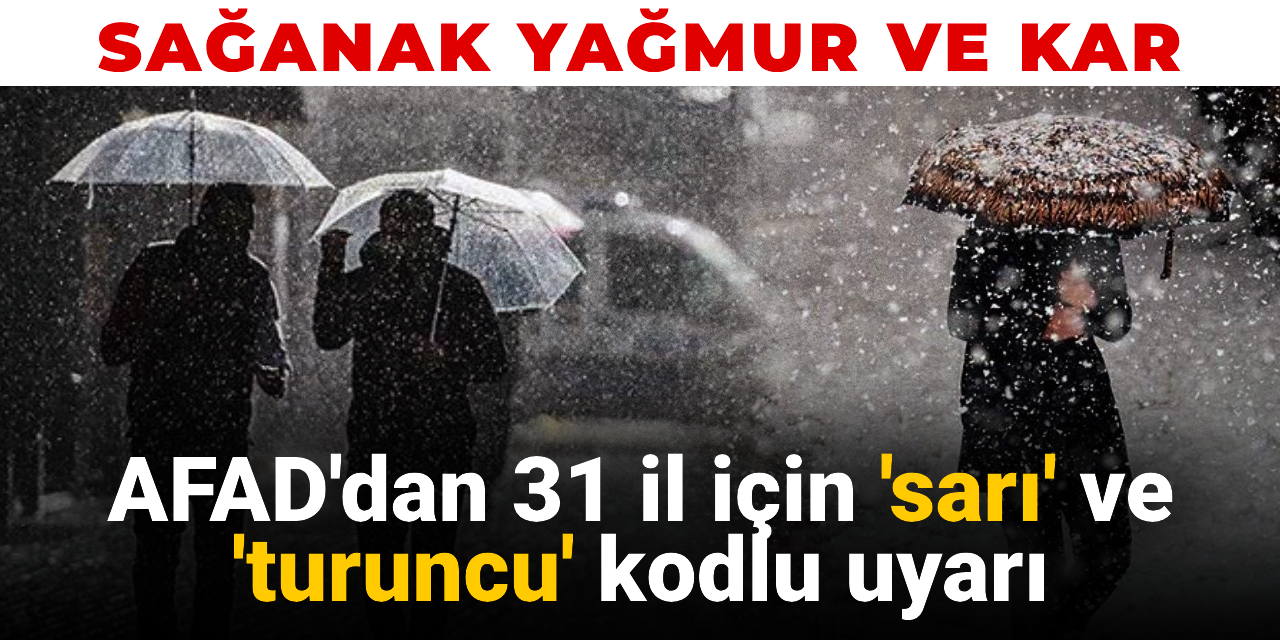 AFAD’dan 31 il için sarı ve turuncu kodlu uyarı